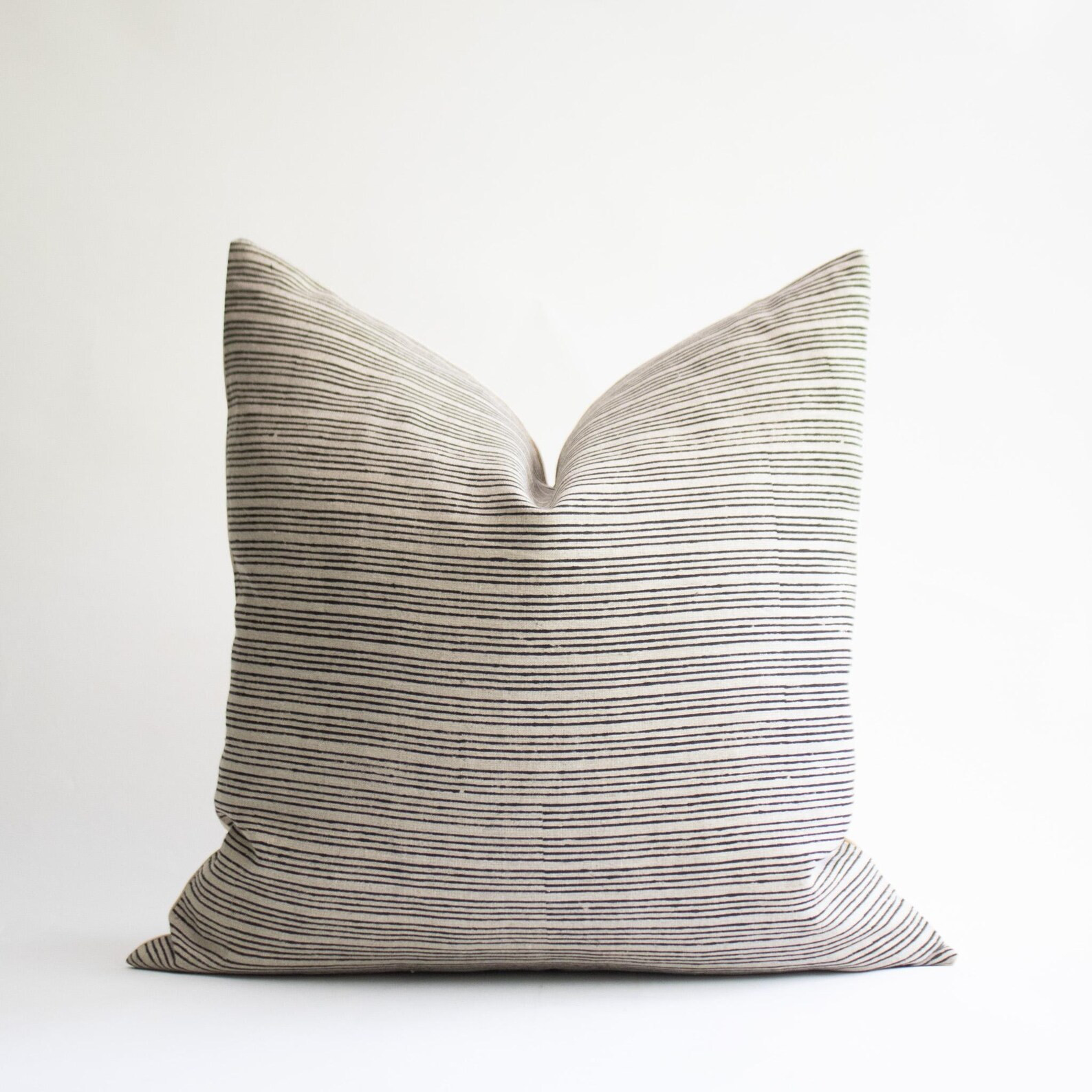 Black Pin Stripe Linen Pillow Cover: Modern Farmhouse Block Print | OWEN | Etsy (US)