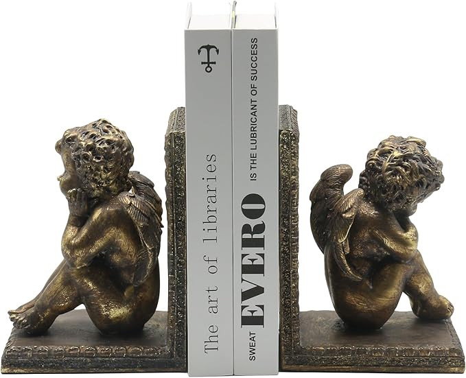 Lukitas Angel Book Ends, Heavy Duty Decorative Bookends, Nonskid Book Stoppers, Vintage Ornaments... | Amazon (US)