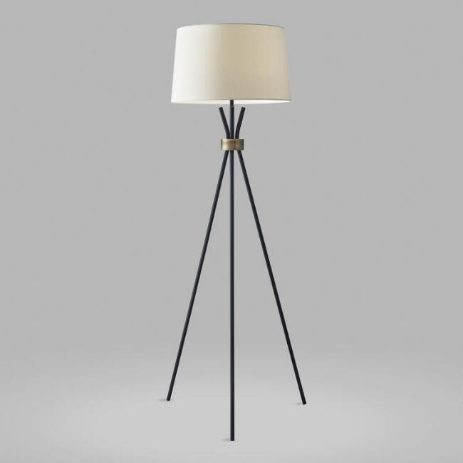Black and Brass Tripod Kurt Floor Lamp | World Market