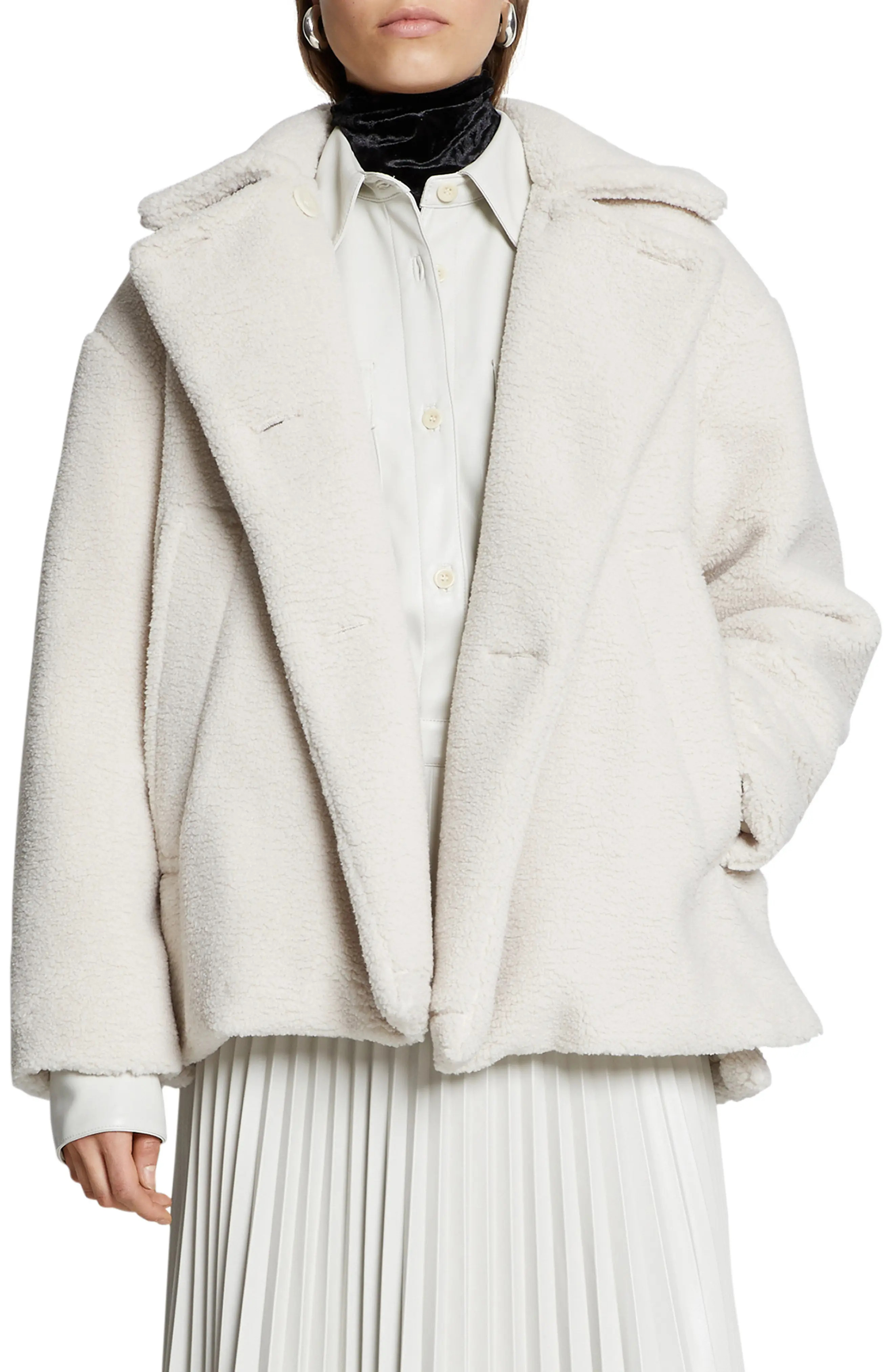 Proenza Schouler White Label Cotton Blend Teddy Jacket in Vanilla at Nordstrom, Size X-Large | Nordstrom