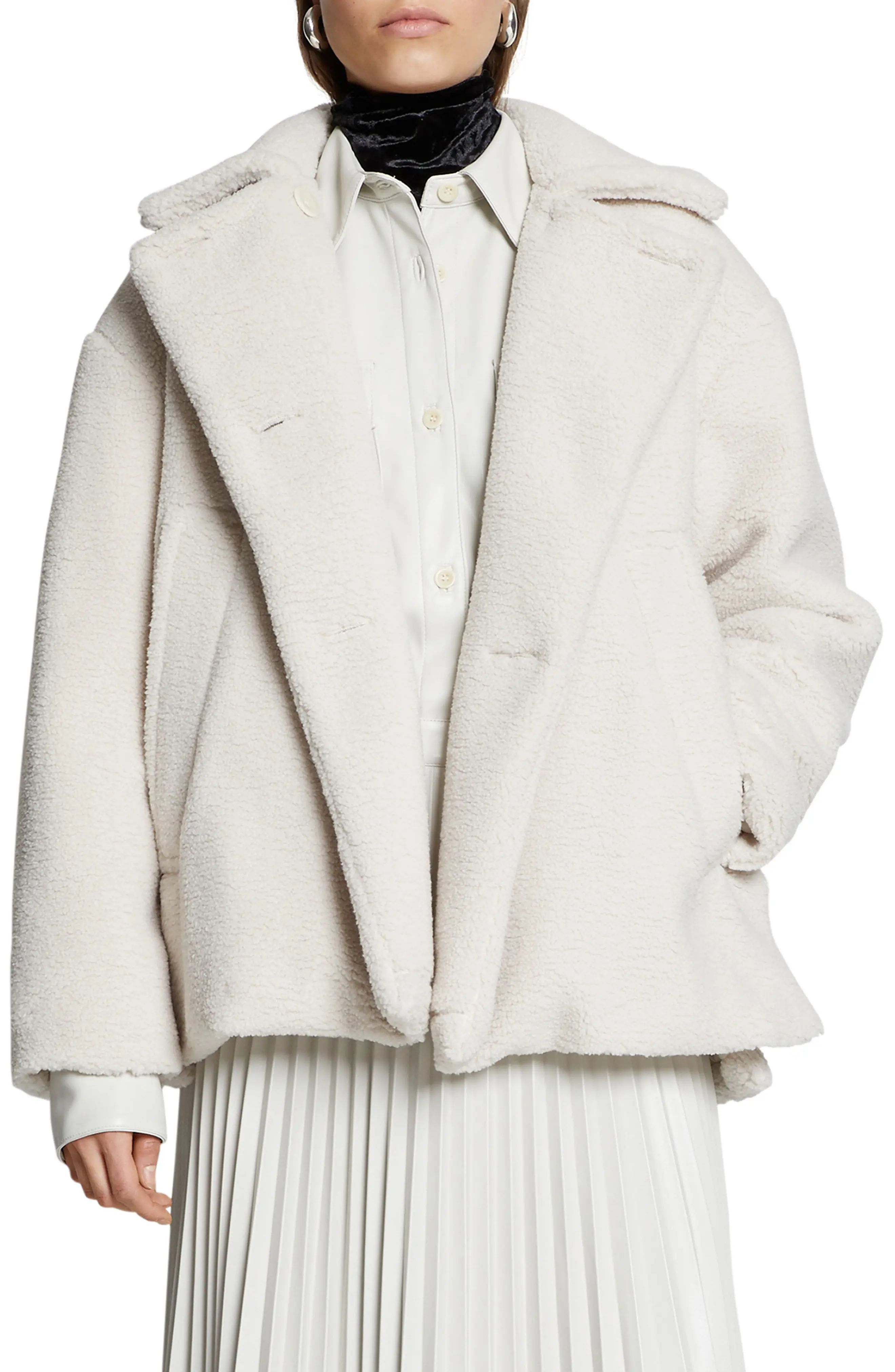 Proenza Schouler White Label Cotton Blend Teddy Jacket, Size X-Large in Vanilla at Nordstrom | Nordstrom