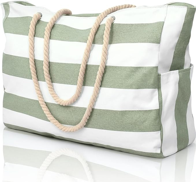 Beach Bags for Women, Large Waterproof Beach Tote Bag with Zipper Beach Bags Waterproof Sandproof... | Amazon (US)