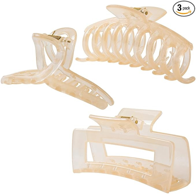 Beige Hair Claw Clips for Thick/Fine/Thin Hair,Strong holding teeth interlocking Women Jaw Clips ... | Amazon (US)