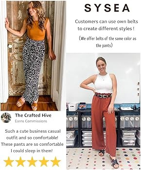 SySea Womens High Waisted Leopard Print Palazzo Pants Belted Wide Leg Long Trousers with Pockets | Amazon (US)