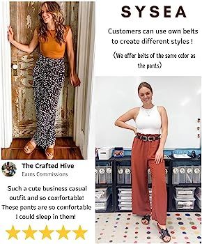 SySea Womens High Waisted Leopard Print Palazzo Pants Belted Wide Leg Long Trousers with Pockets | Amazon (US)