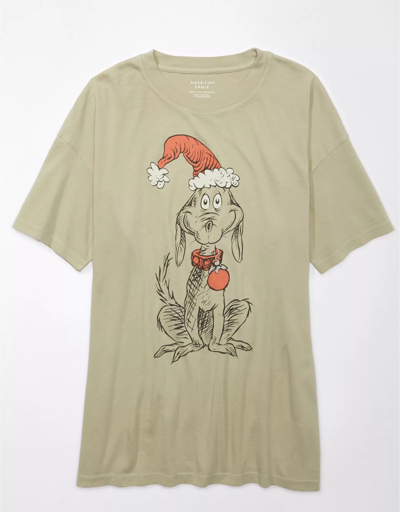 AE Oversized Holiday Grinch Graphic Tee | American Eagle Outfitters (US & CA)