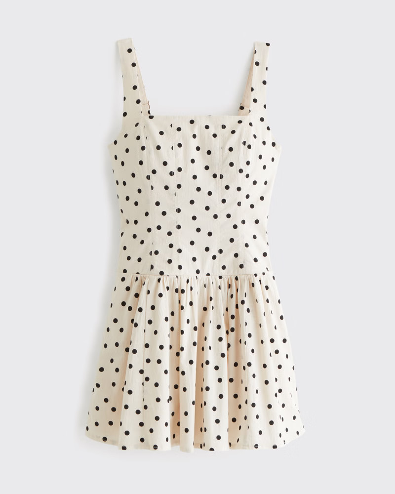 Abercrombie & Fitch Women's The A&F Mila Drop-Waist Mini Dress in Cream Dot - Size XXS PETITE | Abercrombie & Fitch (US)