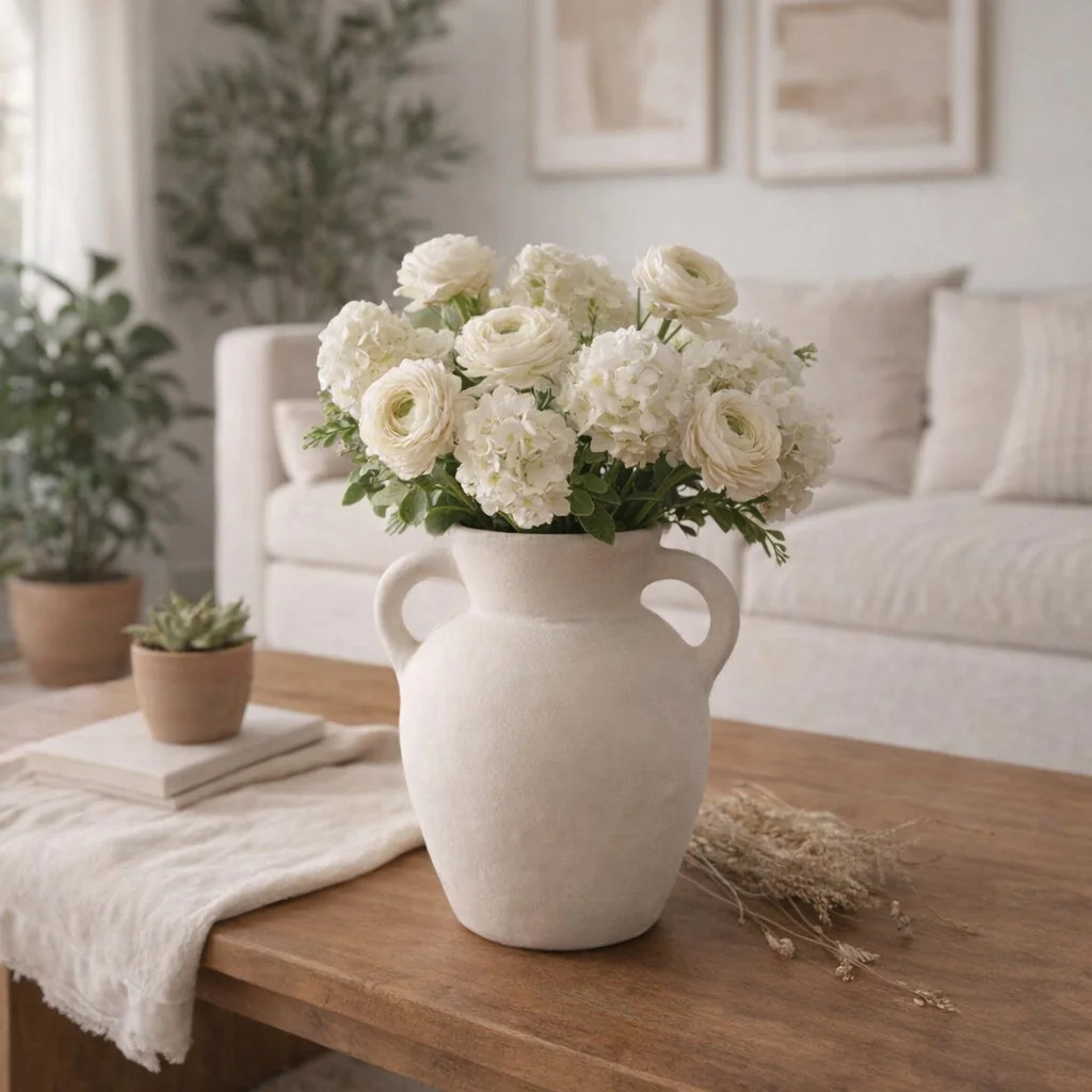 Keneen Table Vase for Home Decor – Decorative Vases with Rustic Finish – Sculptural Flower Vase with Handles for Shelf or Console – Classic Tall Vase | Wayfair North America
