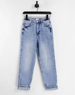 River Island comfort mom sculpt jeans in light auth blue | ASOS | ASOS (Global)