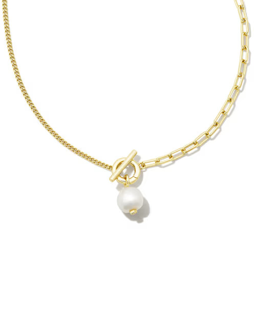 Leighton Convertible Gold Pearl Chain Necklace in Freshwater Cultured Pearl | Kendra Scott