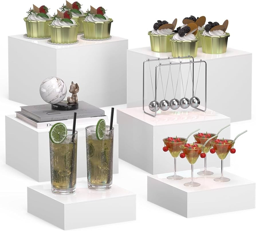 Acrylic Display Risers, 5-Sided Acrylic Riser with Hollow Bottoms,Perfect for Weddings,Cupcake Ca... | Amazon (US)