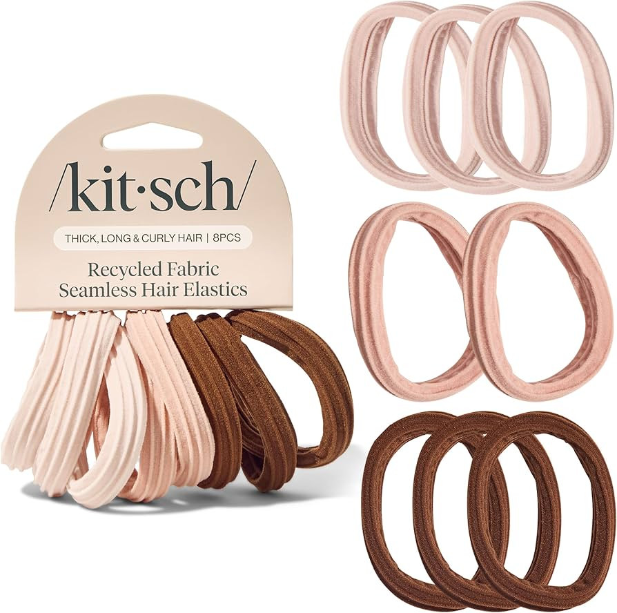 Kitsch Hair Ties No Damage - Strong, Stretchy Hair Bands | Soft Nylon Ponytail Holders, Snag-Free... | Amazon (US)