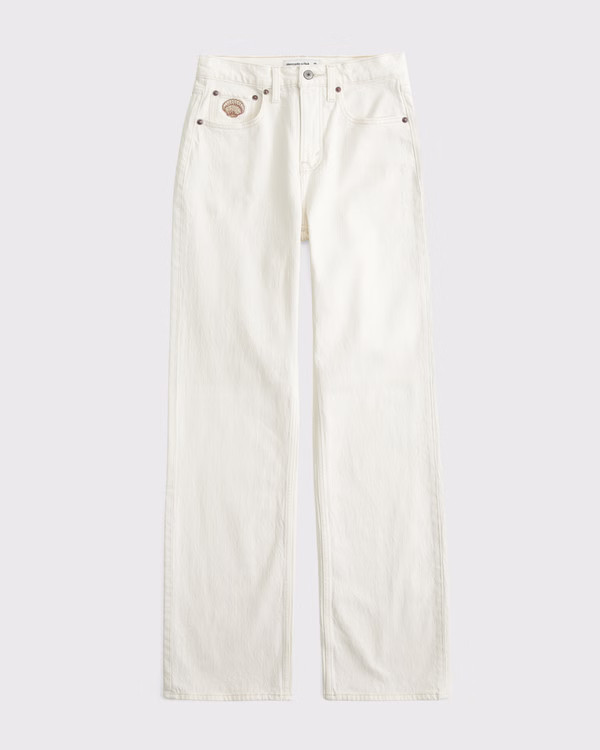 Curve Love High Rise 90s Relaxed Shell Embroidered Jean | Abercrombie & Fitch (US)