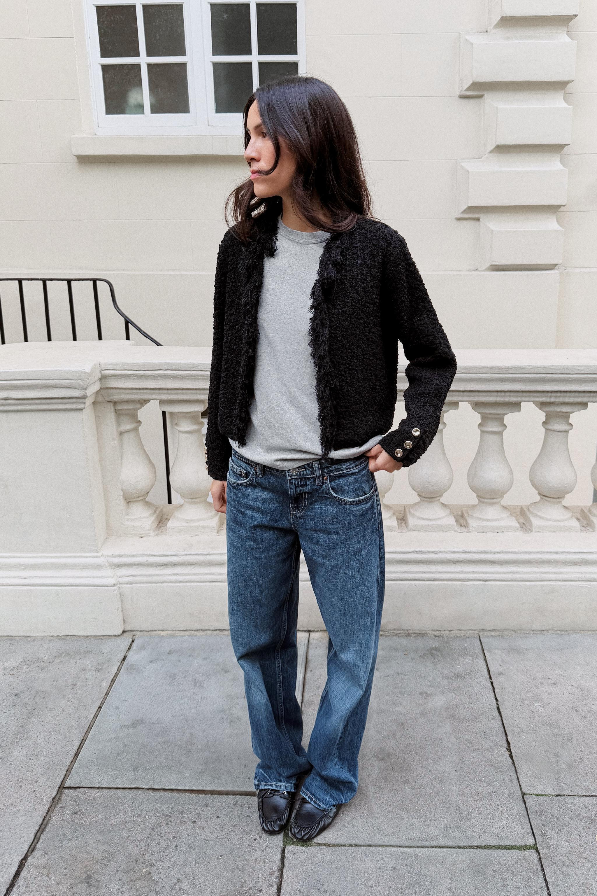 STRUCTURED FRINGED CARDINGAN | Zara US