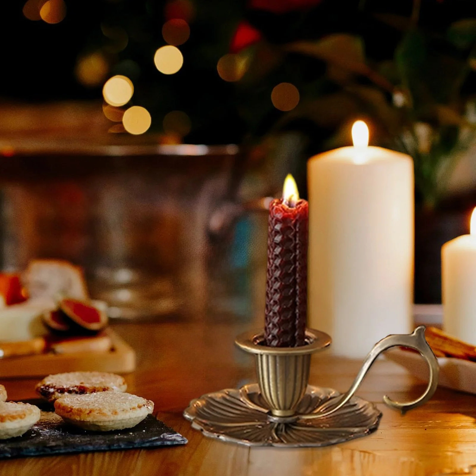 Vintage Metal Taper Candlesticks - Brass/Silver/Bronzed Antique Style, Holiday Table Decor for Ch... | Walmart (US)