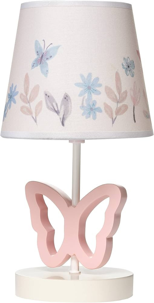 Lambs & Ivy Baby Blooms Pink Butterfly Nursery Lamp with Floral Shade & Bulb | Amazon (US)