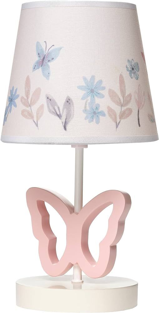 Lambs & Ivy Baby Blooms Pink Butterfly Nursery Lamp with Floral Shade & Bulb | Amazon (US)