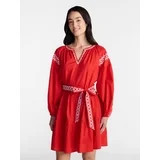 Time and Tru Women's Embroidered Cotton Mini Dress with Long Sleeves, Sizes XS-XXXL | Walmart (US)