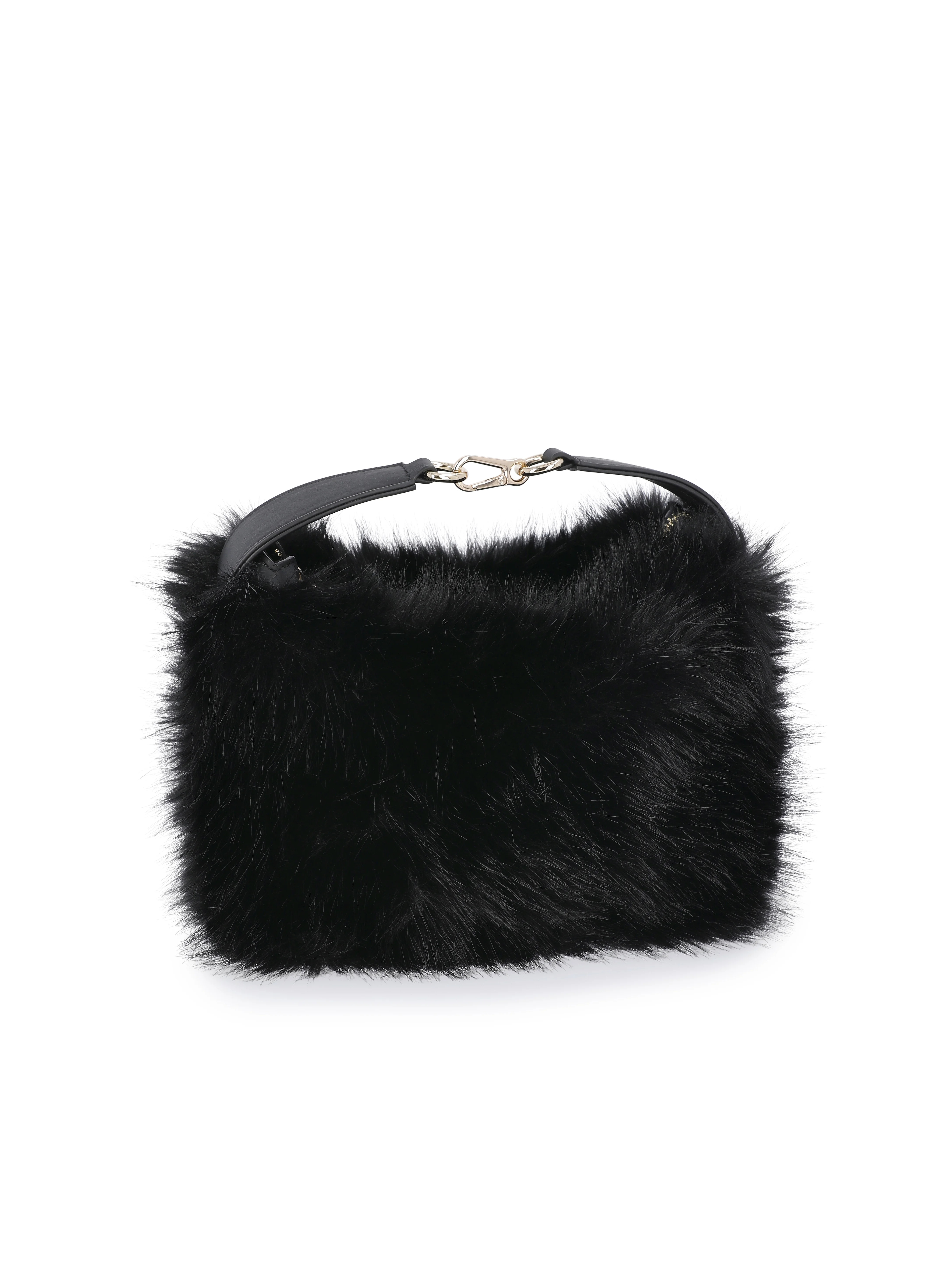 Scoop Women's Faux Fur Top Handle Mini Bag, Black | Walmart (US)