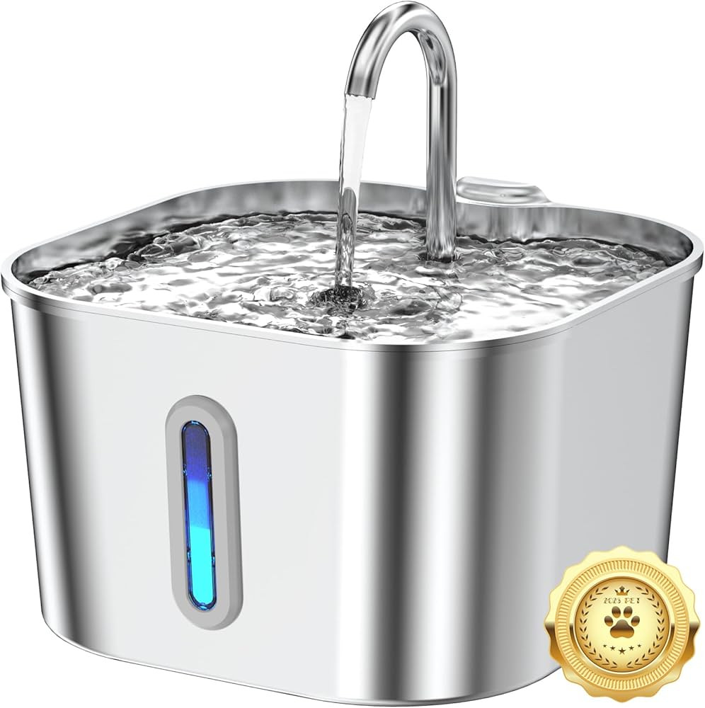 Cat Water Fountain Stainless Steel, 74oz/2.2L Cat Fountain with Quiet Pump, Automatic Pet Water D... | Amazon (US)