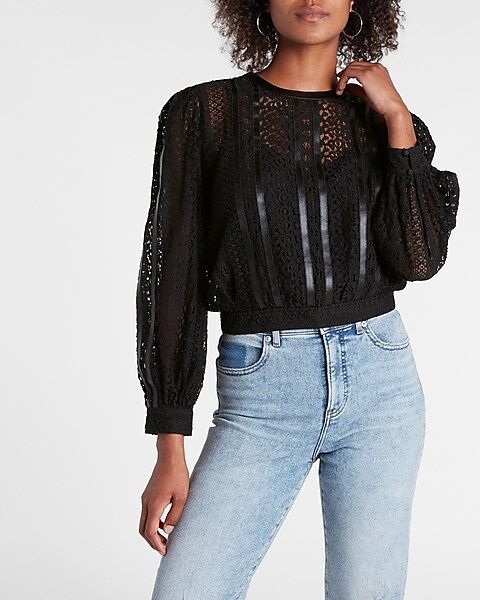 Lace And Leather Cropped Top | Express