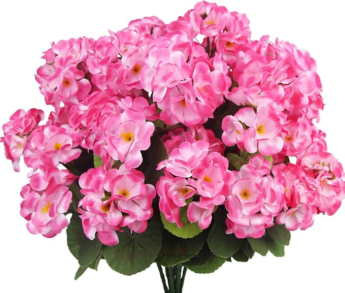8 Pcs Artificial Geraniums Flowers Pink Silk Geraniums for Outdoors UV Resistant Artificial Geran... | Amazon (US)