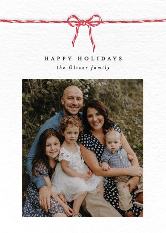 "With a Bow" - Customizable Letterpress Holiday Photo Cards in Red by AK Graphics. | Minted