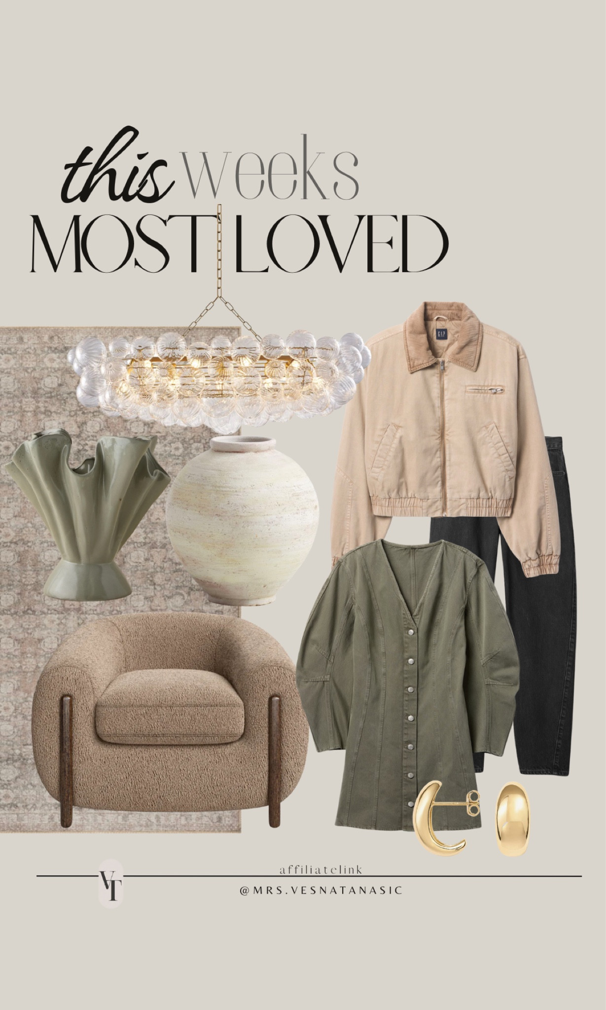 This week’s most loved in home and fashion so far! #homedecor #outfit #accentchair #rug #vase #chandelier #jeans #earrings #jacket #potterybarn 

#LTKHome #LTKStyleTip #LTKSaleAlert