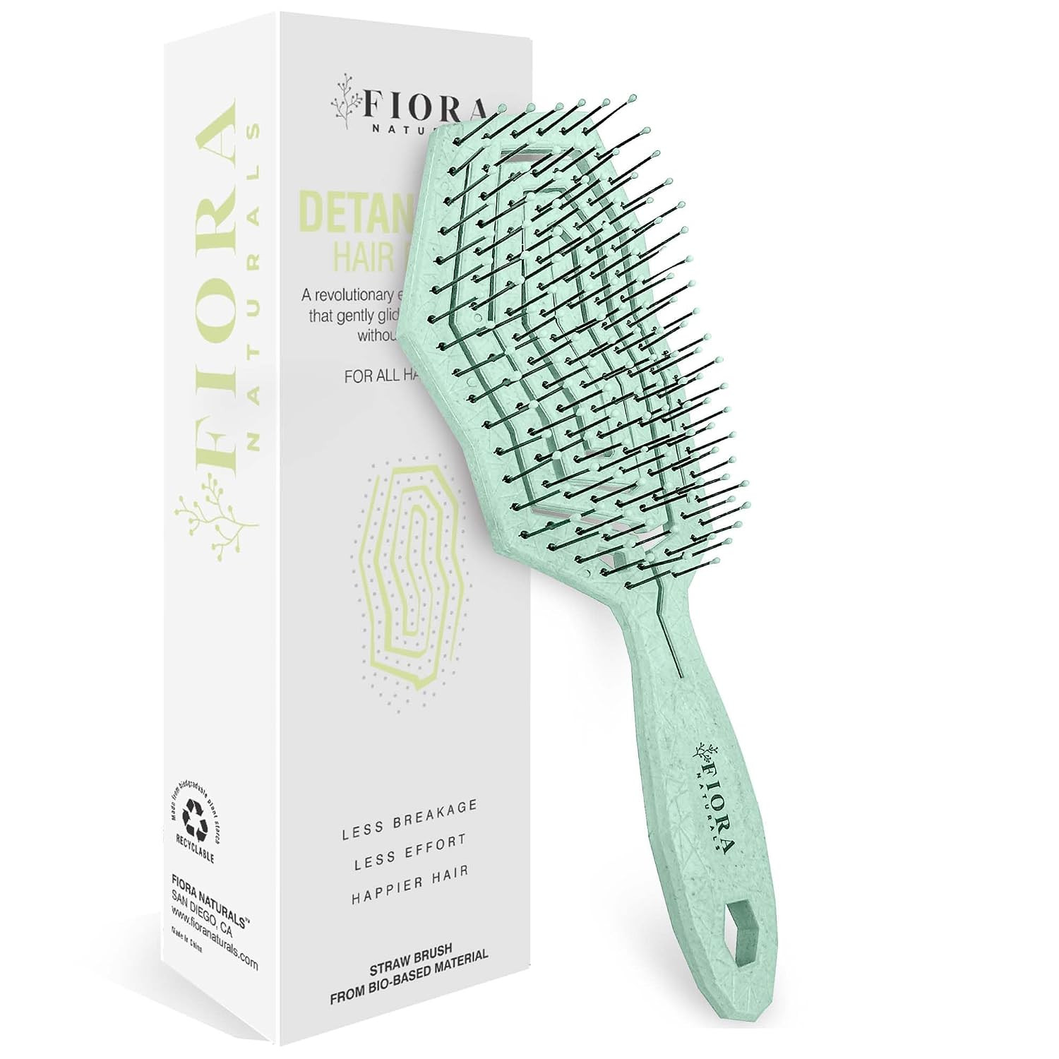 Fiora Naturals Detangling Hair Brush for Women, Detangler Hair Brush Green | Amazon (US)