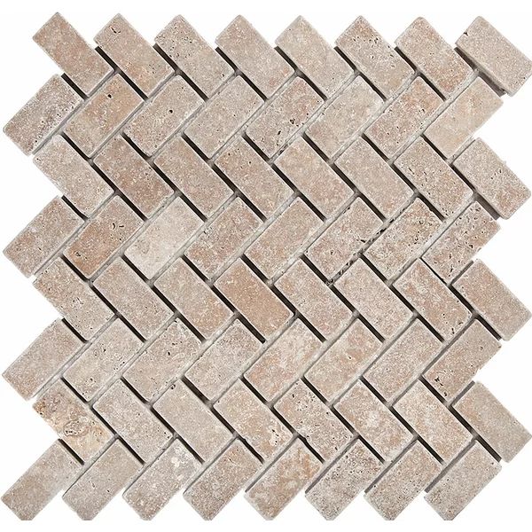 Herringbone 1" x 2" Mosaic Tile in Noce Tumbled | Wayfair North America