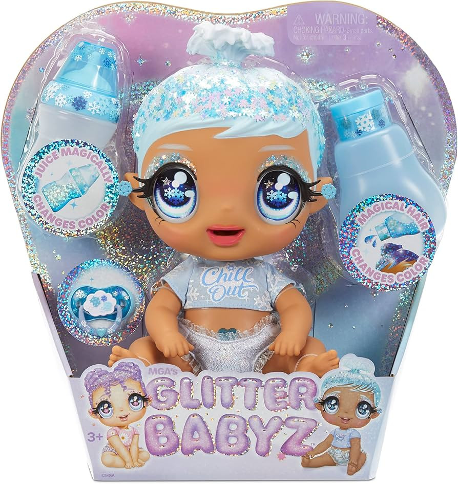 MGA'S Glitter BABYZ January Snowflake Baby Doll with 3 Magical Color Changes Blue Hair, Winter Sn... | Amazon (US)