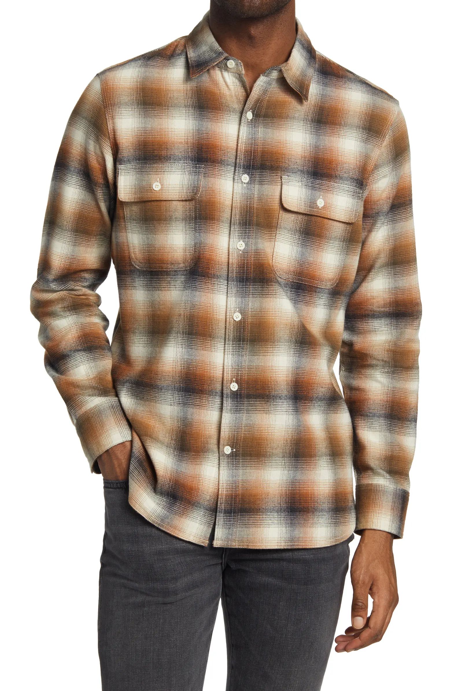 Treasure & Bond Grindle Trim Fit Plaid Flannel Button-Up Shirt | Nordstrom | Nordstrom