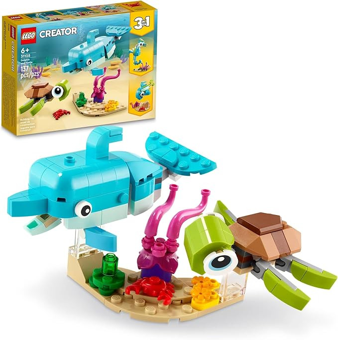 LEGO Creator 3 in 1 Dolphin and Turtle Toys for Kids, Transforms to Seahorse and Sea Snail or to ... | Amazon (US)
