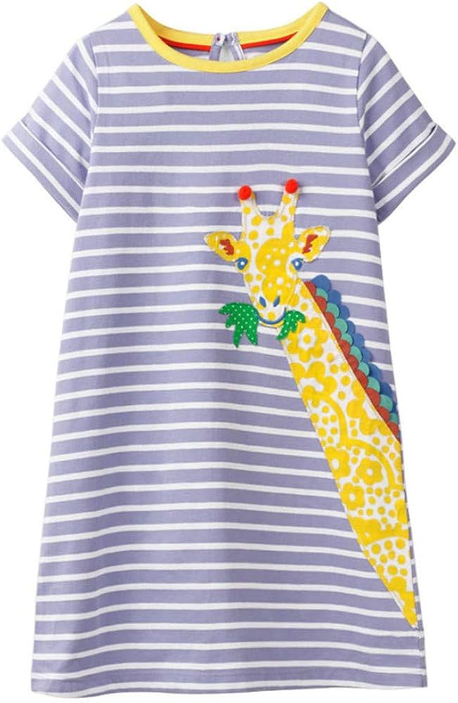 HILEELANG Toddler Girl Cotton Casual Dress Summer Short Sleeve Basic Tunic Playwear Shirt Dresses | Amazon (US)