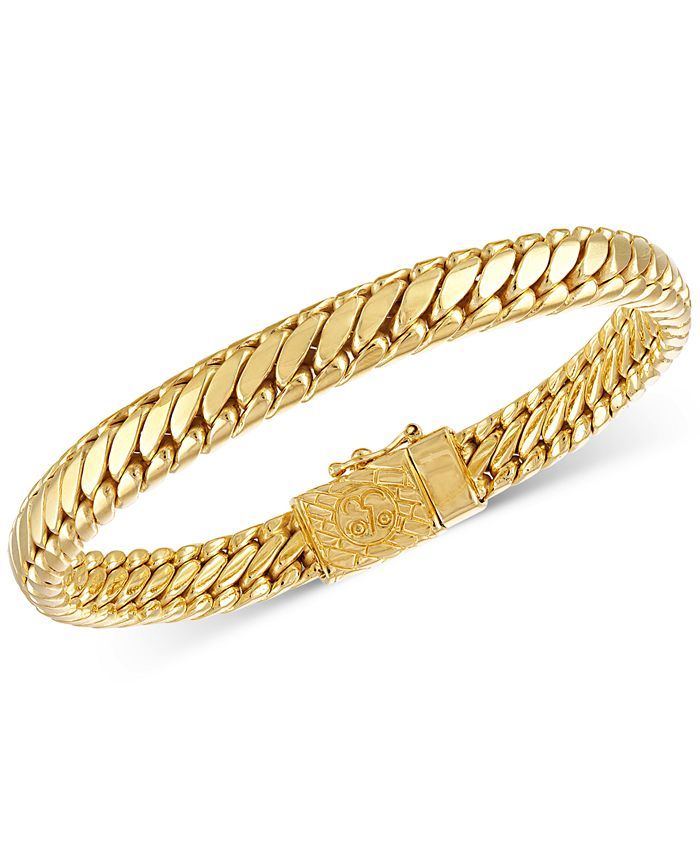 Esquire Men's Jewelry Heavy Serpentine Link Bracelet in 14k Gold-Plated Silver, Also available in... | Macys (US)