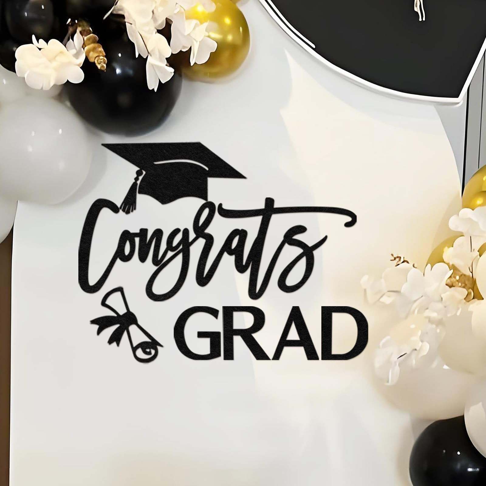 Amazon.com: MASTRON Congrats GRAD Sign for Backdrop - Felt Congrats Grad with Graduation Cap & Diploma Decal Sign for 2026 Grad Party Balloon Arch Backdrop Decorations Photo Props (Black) : Home & Kitchen | Amazon (US)