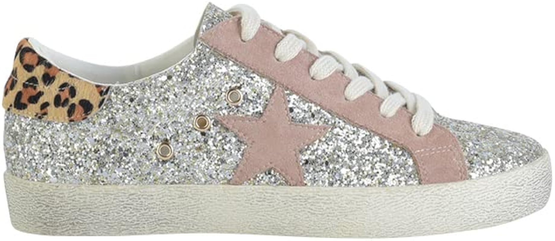 Mi.iM Skylar Rubber Sole Lace-up Glitter Suede Leather Star Sneakers | Amazon (US)