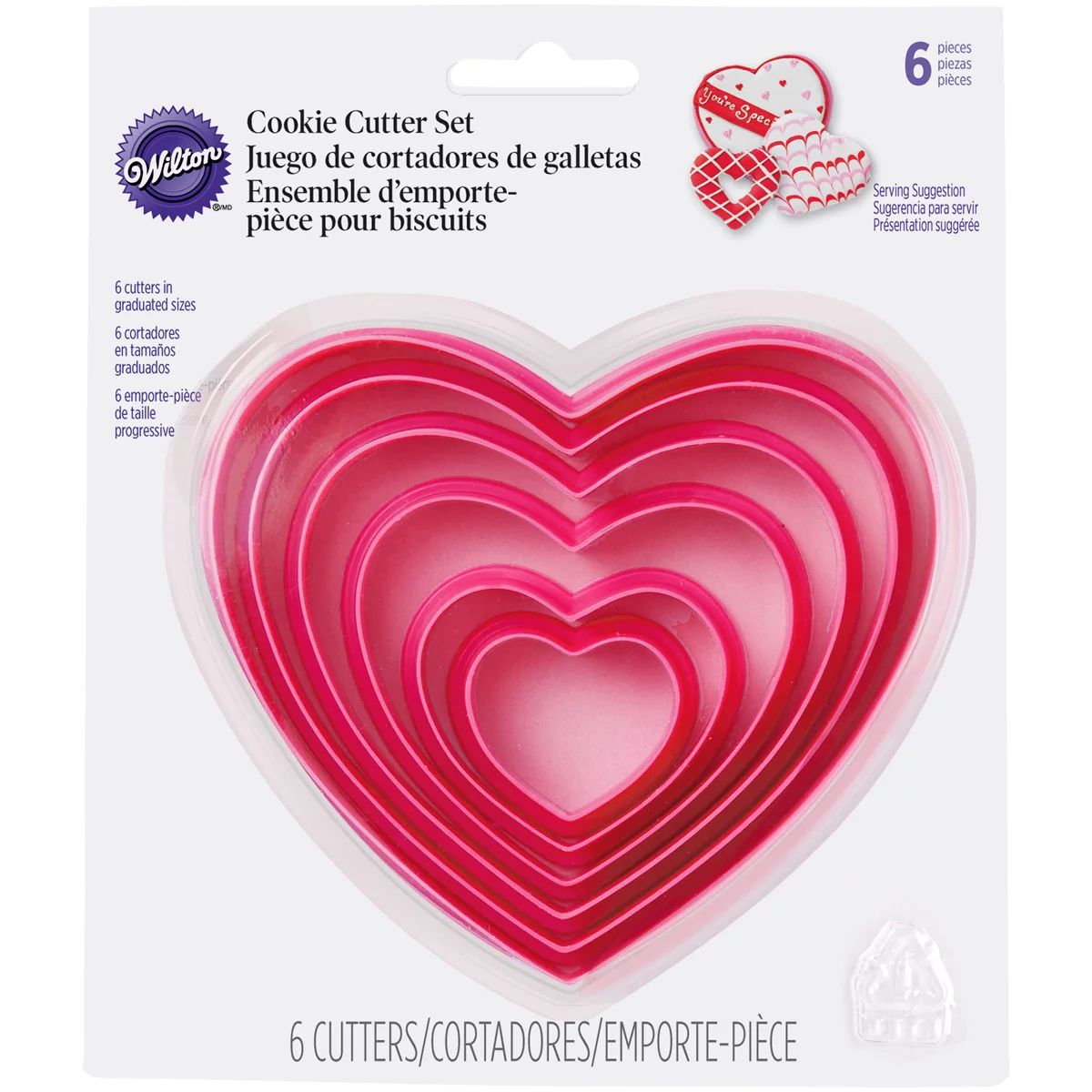 Heart Shaped Plastic Cookie Cutter Set, by Wilton (6 Pieces) | Walmart (US)
