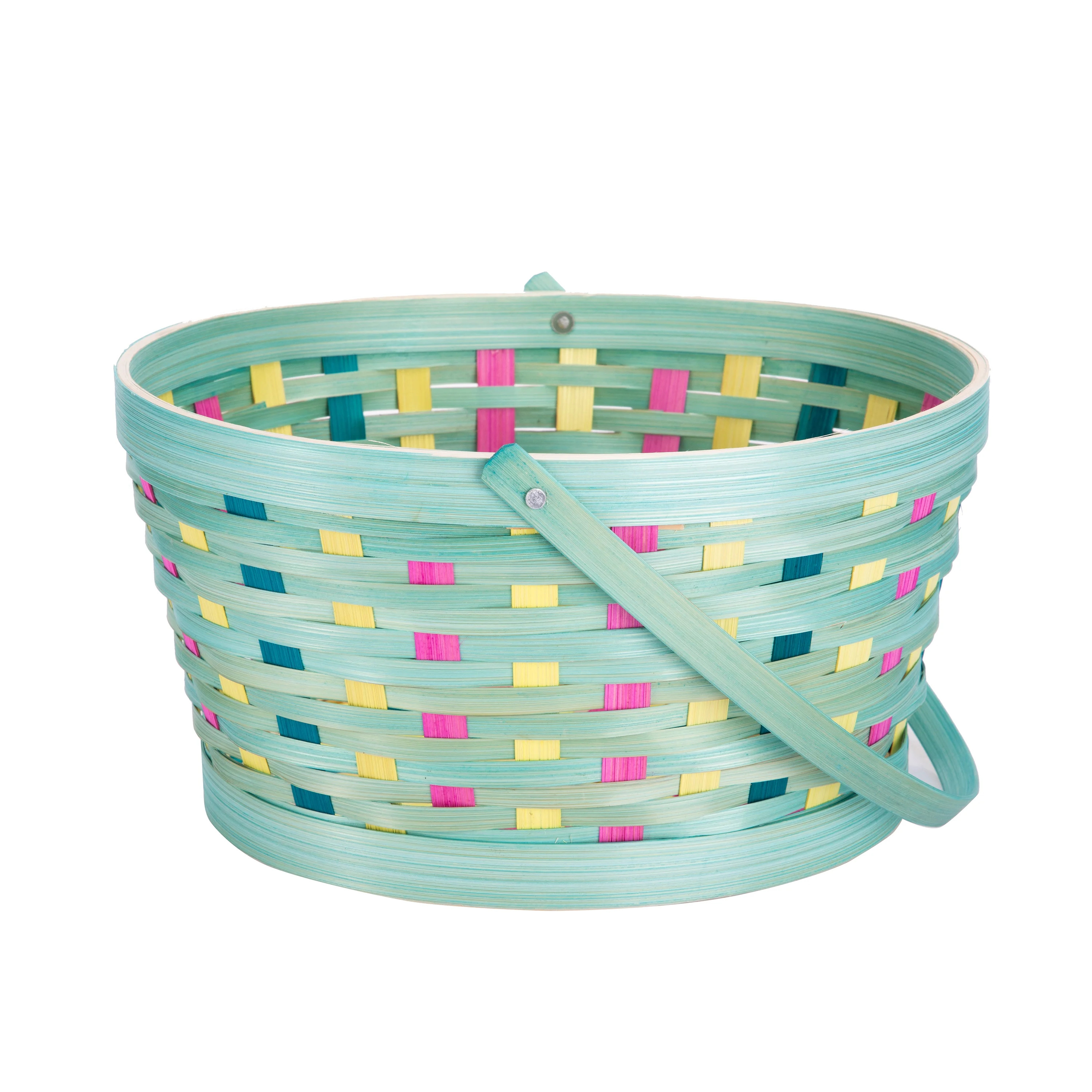 Way to Celebrate Light Blue Weaved Bamboo Easter Basket - Walmart.com | Walmart (US)
