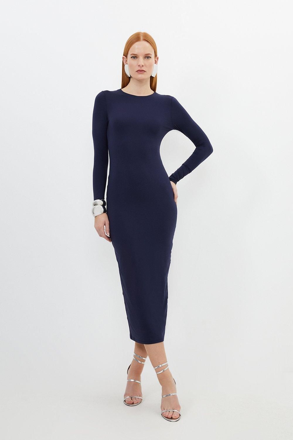 Contour Jersey Long Sleeve Midaxi Dress | Karen Millen US