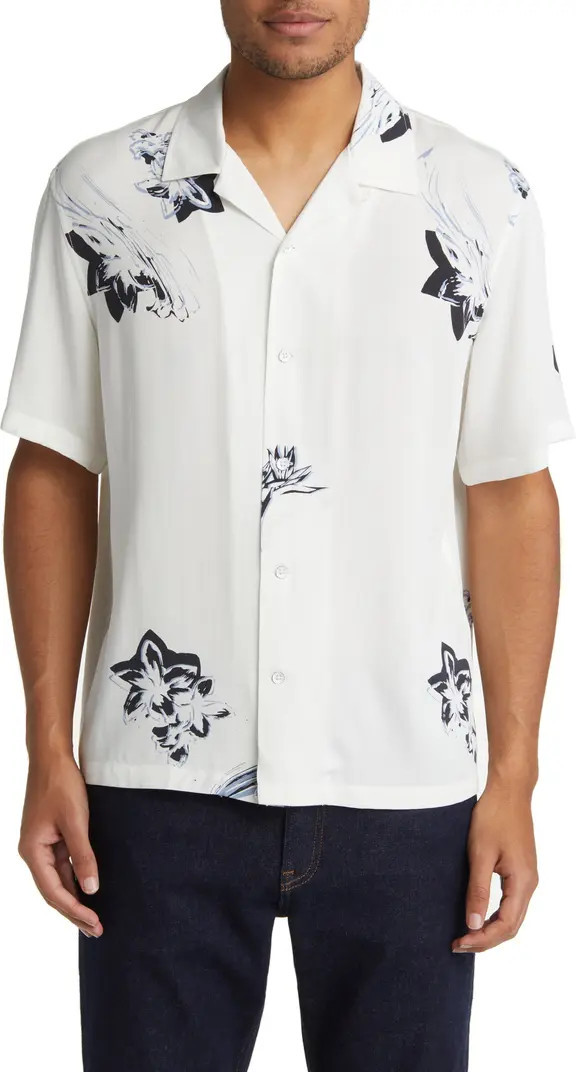 rag & bone Avery Notched Collar Short Sleeve Button-Up Shirt | Nordstrom | Nordstrom