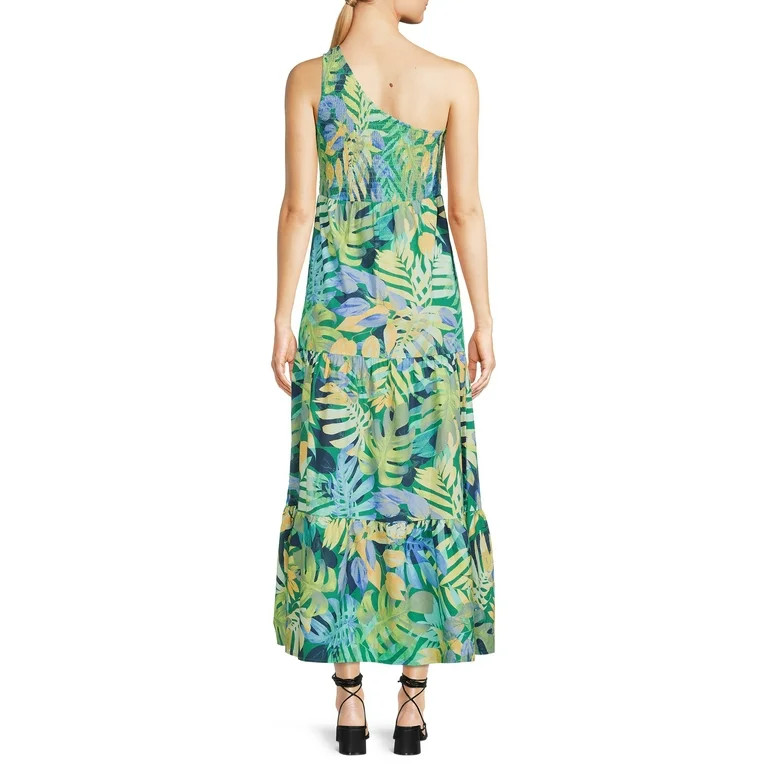 Time and Tru Women's One Shoulder Midi Dress | Walmart (US)