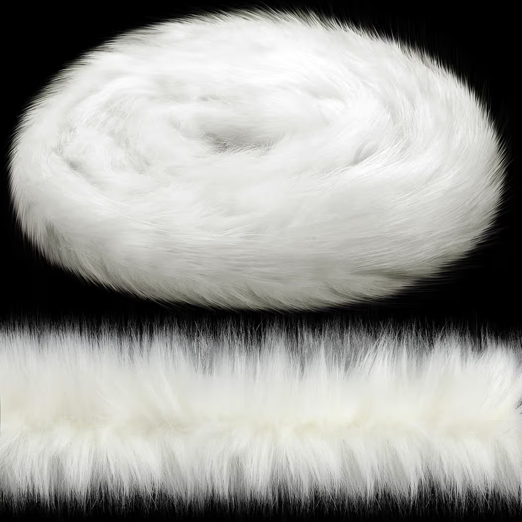 White Faux Fur Trim Ribbon Christmas Trimming Furry Ribbon Fur Garland Trim for Christmas Tree Ga... | Amazon (US)