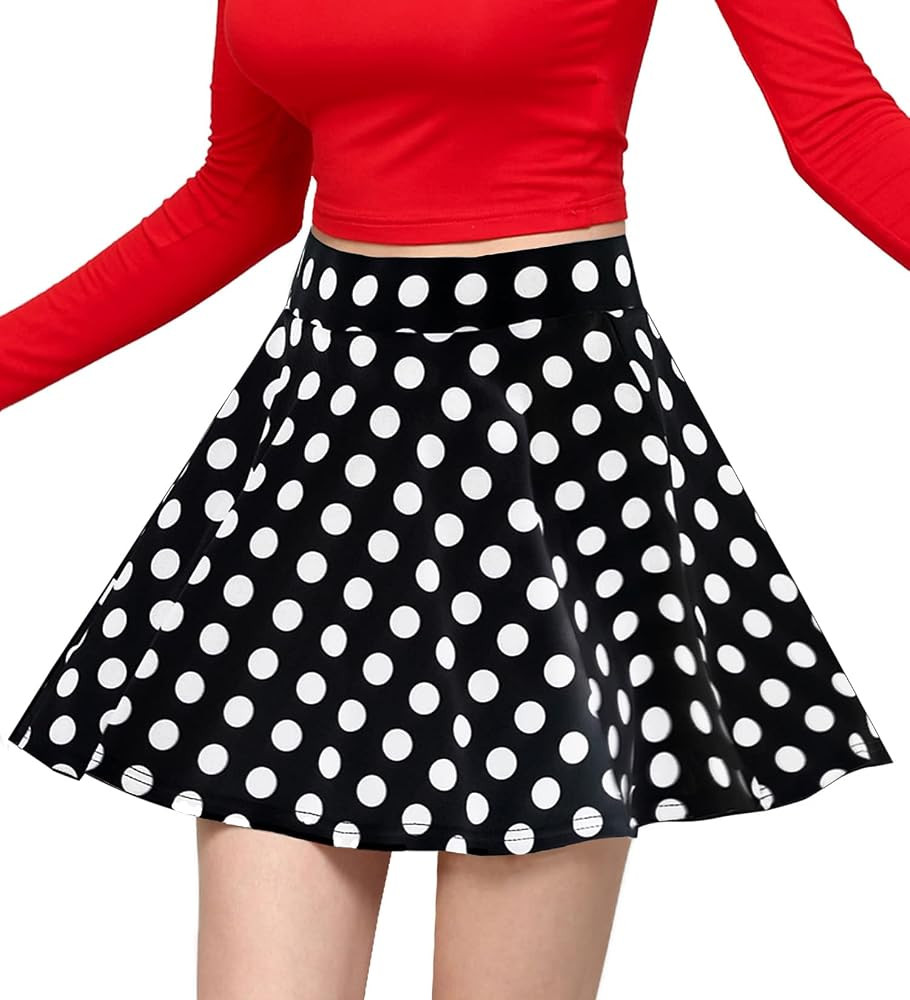 Made By Johnny Women's Casual Stretchy Flared Pleated Mini Skater Skirt with Shorts | Amazon (US)