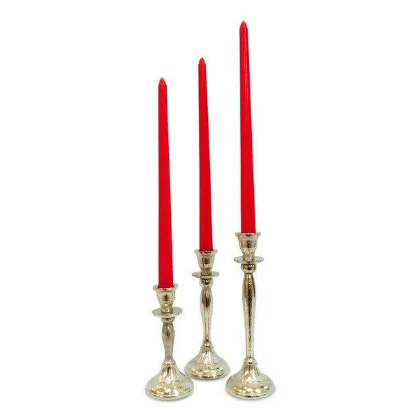 Americana Collection of 3 Handmade Silver Candle Stick Holders, Aluminum, 5 1/2, 7 1/8, 8 5/8 Inc... | Walmart (US)