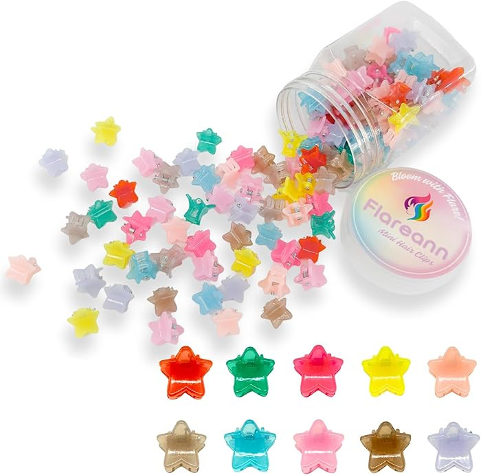 Mini Star Hair Clips for Baby, Toddler & Little Girls, 100 Pcs Colorful Cute Hair Accessories for... | Amazon (US)