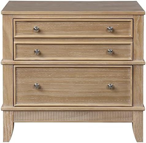 SOFTSEA Farmhouse 3 Drawers Nighstand, Solid Wood Bedside Storage Cabinet Fully Assembled Accent End | Amazon (US)