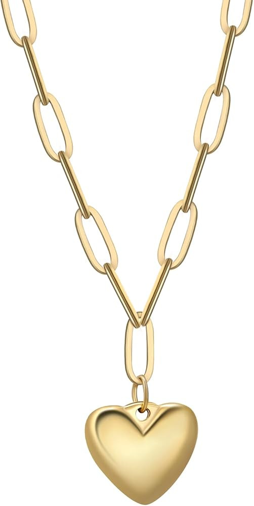 Heart Necklace Gold & Silver Heart Pendant Necklace for Women, Charm Necklace for Women Gifts Tre... | Amazon (US)