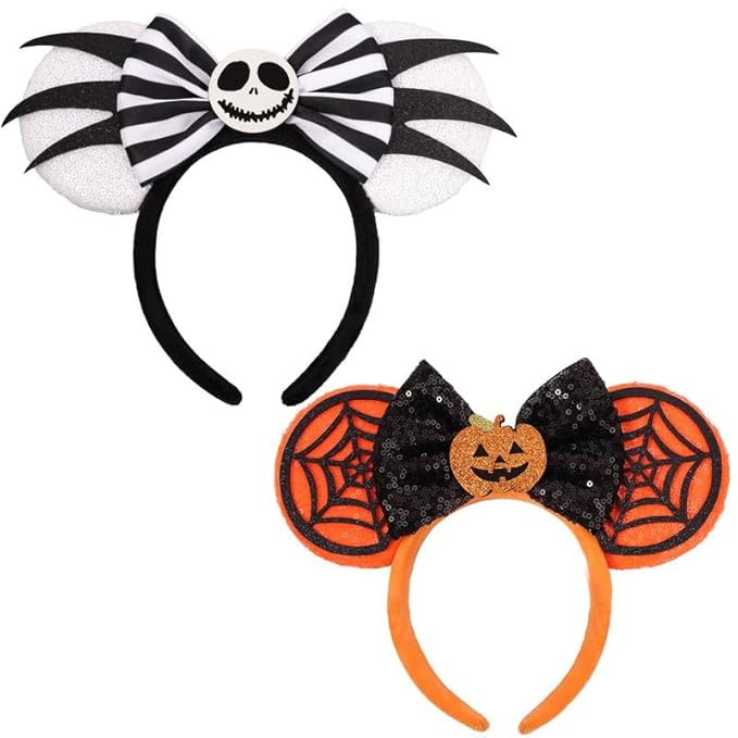 Pumpkin and Jack Headband, 2 PCS Ears Headband for Adults Women Kids, Halloween Accessories | Amazon (US)