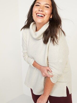 Oversized Cozy Thermal-Knit Cowl-Neck Plus-Size Long-Sleeve Top | Old Navy (US)